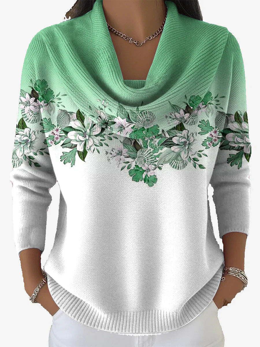 TASNIME | Suéter floral de cuello suave